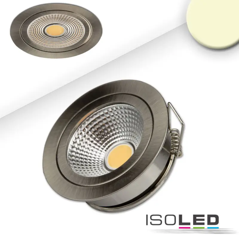 LED bútorba süllyesztheto szpotlámpa COB reflektorral, 3W, 60°,szálcsiszolt nikkel , meleg fehér Biztonságos fizetés