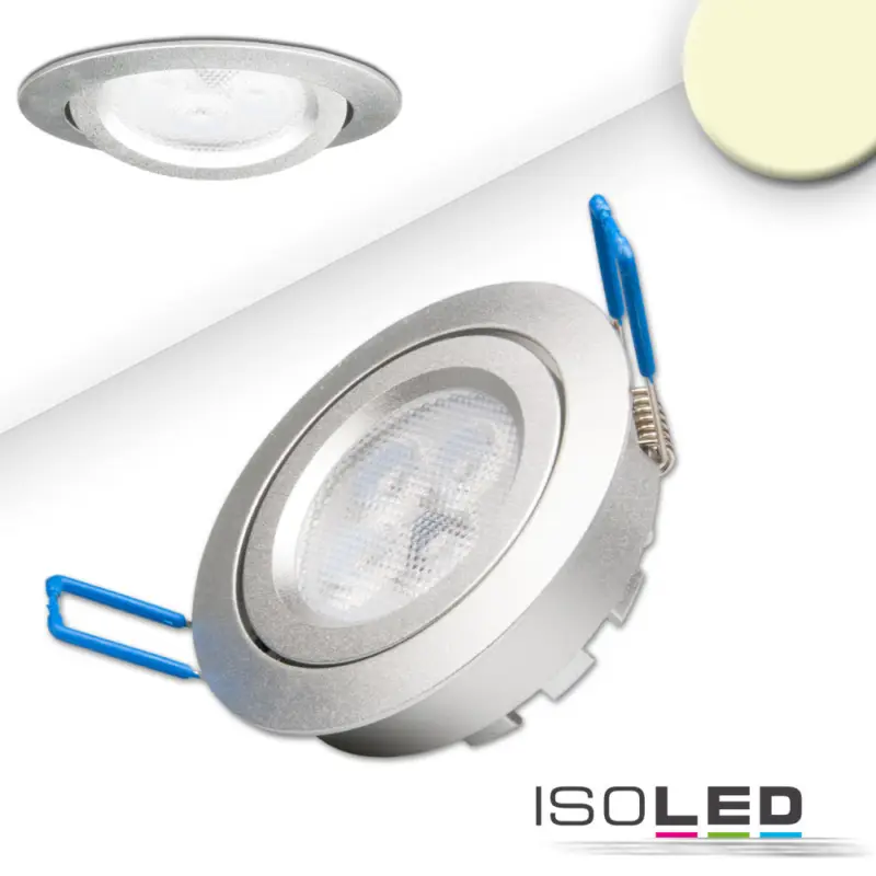 LED süllyesztett szpotlámpa, ezüst, 8W, 72°, meleg fehér, dimmelheto Prémium
