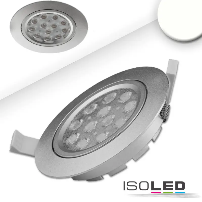 LED süllyesztett szpotlámpák, ezüst, 15 W, 72°, kerek, semleges fehér, dimmelheto Csak ma