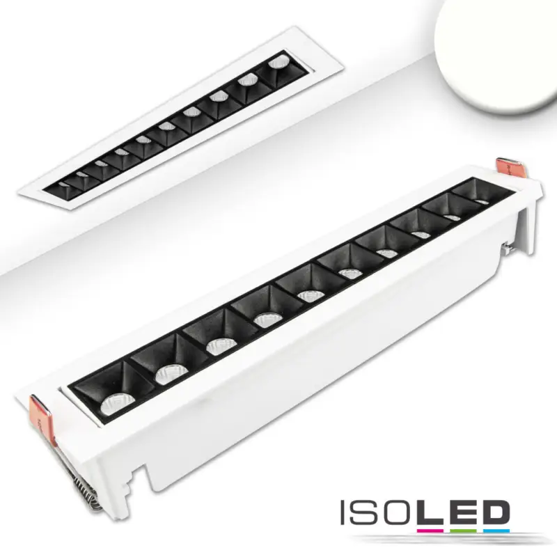 Rendeld meg most LED süllyesztett szpotlámpa vetítolencsés vonal, fehér/fekete, 20 W, semleges fehér, billentheto