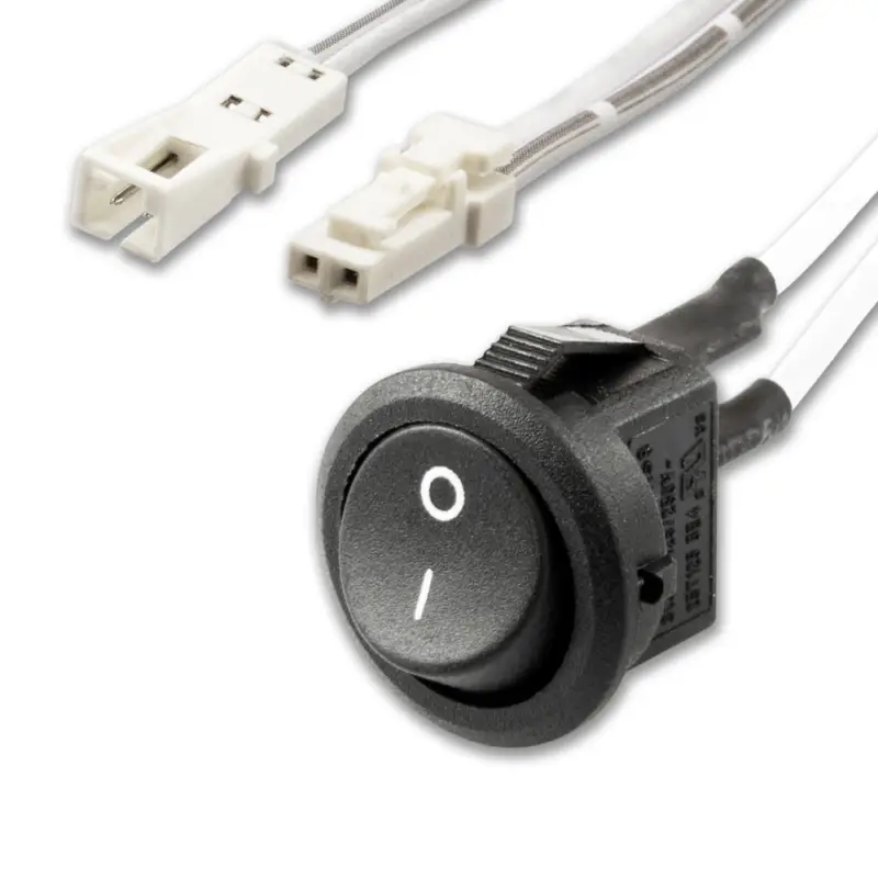 Kedvezmény MiniAMP beépített kapcsoló, be/ki, aljzat és Male csatlakozó, 30cm+200cm, 2 pólusú, fehér, max. 5a