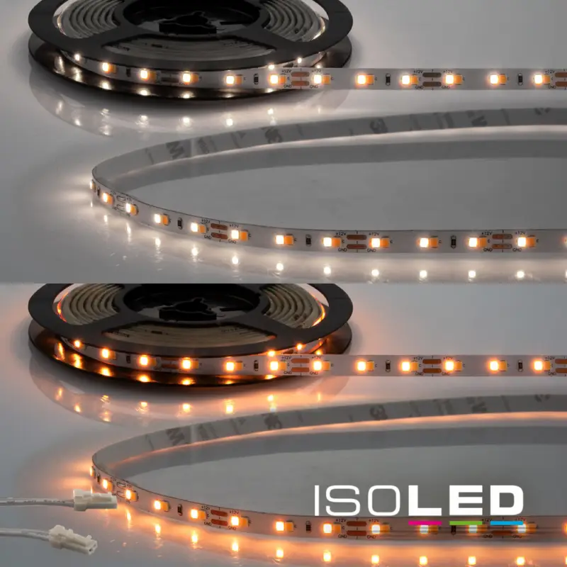 Akciós ár LED CRI919/940 MiniAMP flex. szalag, 12V, 10W, IP20, fehér színu, 500cm, kétoldalas kábel + maleAMP, 126 LED/m