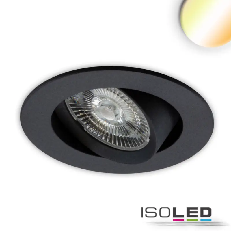Vásárlói kedvenc LED süllyesztett lámpa Sunset Slim68 fekete, kerek, 9W, 1800-2800K, dim-to-warm