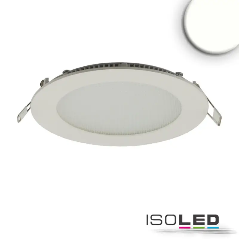 Szezonális akció LED mélysugárzó, 9W, kerek, ultra lapos, vakítás-csökkentett, fehér, semleges fehér, dimmel. CRI90