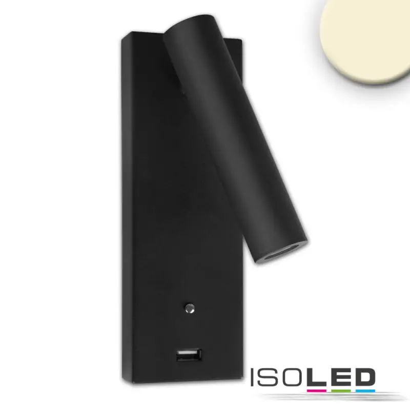 LED olvasólámpa, 3W, fekete, USB A töltoaljzattal, melegfehér, 3 fokozatban dimmelheto Különleges ajánlat