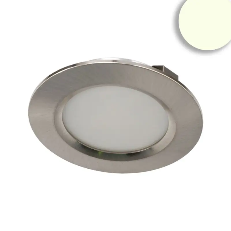 Ajánlat LED bútorba süllyesztett spotlámpa, csiszolt alumínium, kerek, 3W, 120°, 24V DC, fehér din., dim