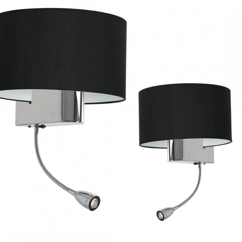 Fali lámpa CASINO BLACK/CHROME 1xE27 + 1W LED Expressz kézbesítés