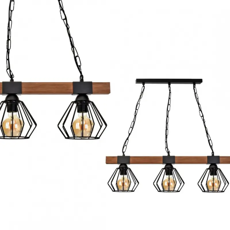 Függesztett lámpa ULF BLACK/WOOD 3xE27 Biztonságos vásárlás