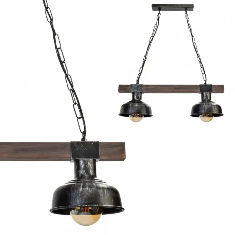 Függesztett lámpa FARO BLACK/WOOD 2xE27 Bestseller