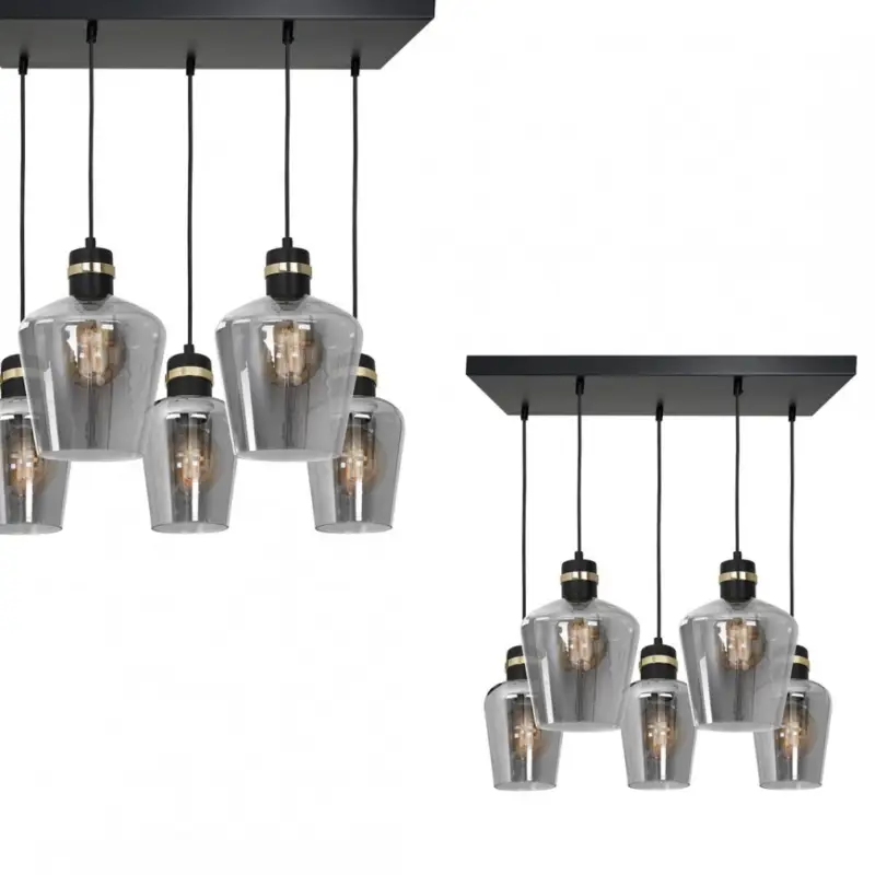 Függesztett lámpa RICHMOND BLACK / GOLD 5xE27 Prostokąt Végkiárusítás