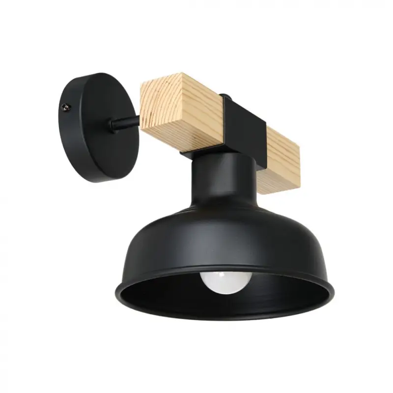 Fali lámpa FARO BLACK/NATURAL WOOD 1xE27 60W Legkelendőbb