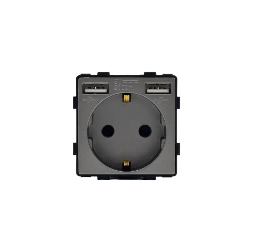 Biztonságos fizetés Z-Switch Dugalj 230V 16A (2P+F) + USB A+A Szürke