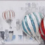 Hőlégballonok az égben - kézzel festett olajfestmény Árcsökkenés