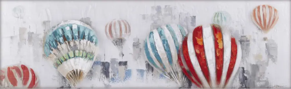 Hőlégballonok az égben - kézzel festett olajfestmény Árcsökkenés