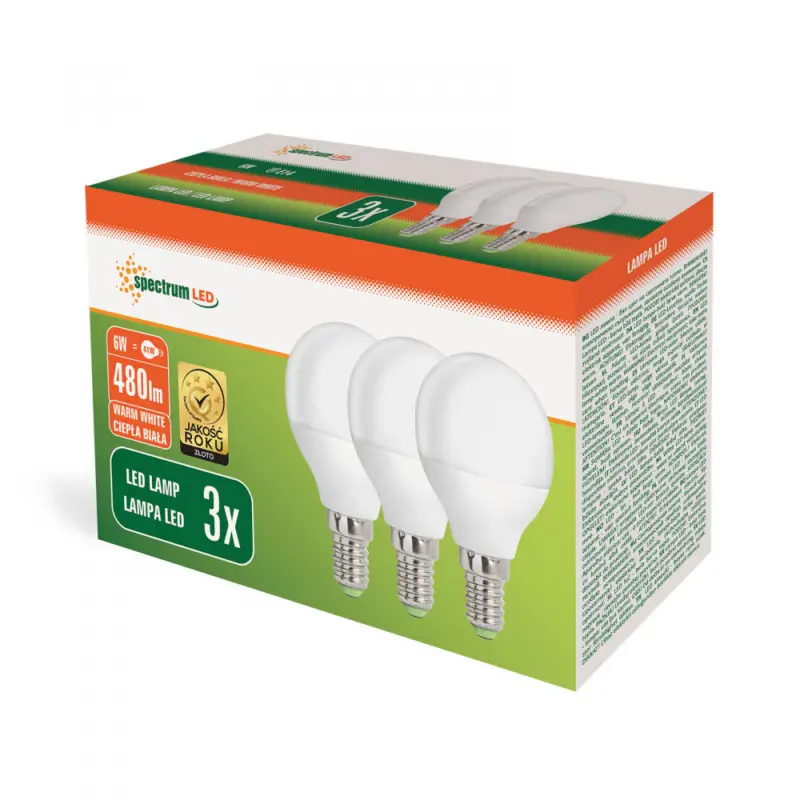 LED G45 E-14 230V 6W WW 3-PACK Gyors kiszállítás