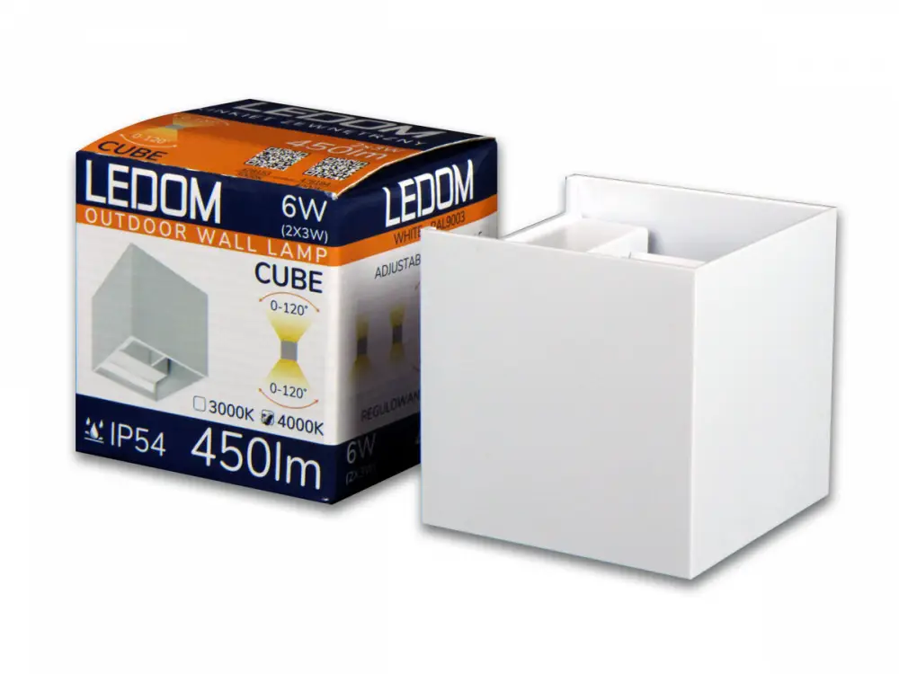 LEDline LEDOM Outdoor wall mounted luminaire LED 2x3W 3000K IP54 white CUBE Nézd meg most