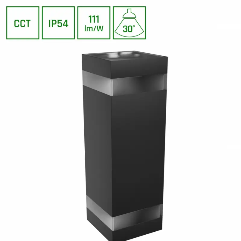 Legjobb ár TORRE 18W 230V IP54 CCT 99x78x240 mm négyzetes fekete