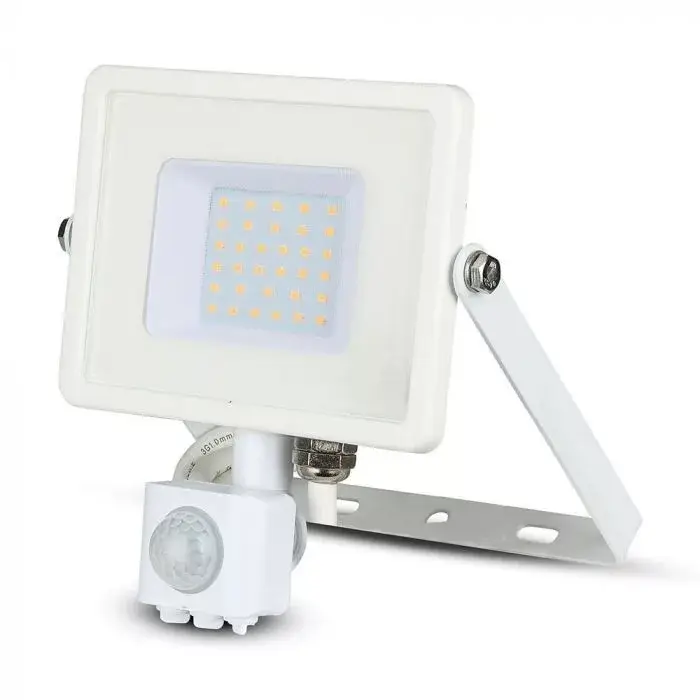 V-TAC 30W Mozgásérzékelős LED reflektor 100° 4000K fehér házas (Samsung Chip) - 458 Olcsóbb