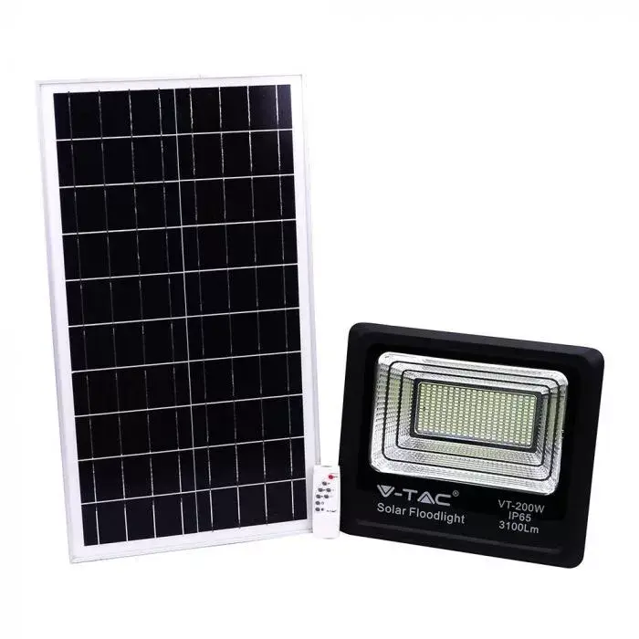 Árcsökkenés V-TAC 40W LED napelemes (SOLAR) reflektor távirányítóval 120° 4000K fekete házas- 8577