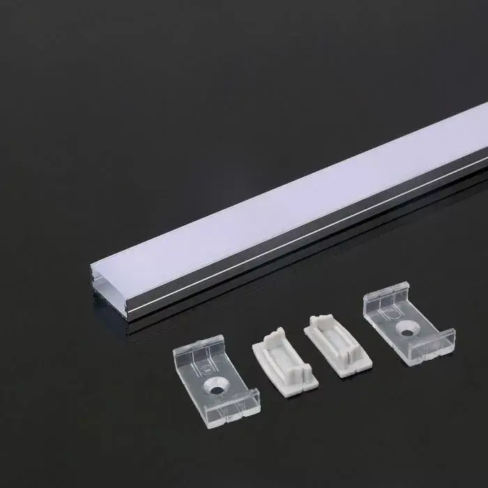 Népszerű V-TAC Alumínium profil - Falon kívüli - Tejfehér fedlappal - 2000 x 23.5 x 10 mm - 3352
