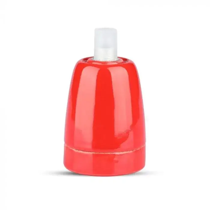 Népszerű V-TAC E27 porcelán foglalat - piros - 3799