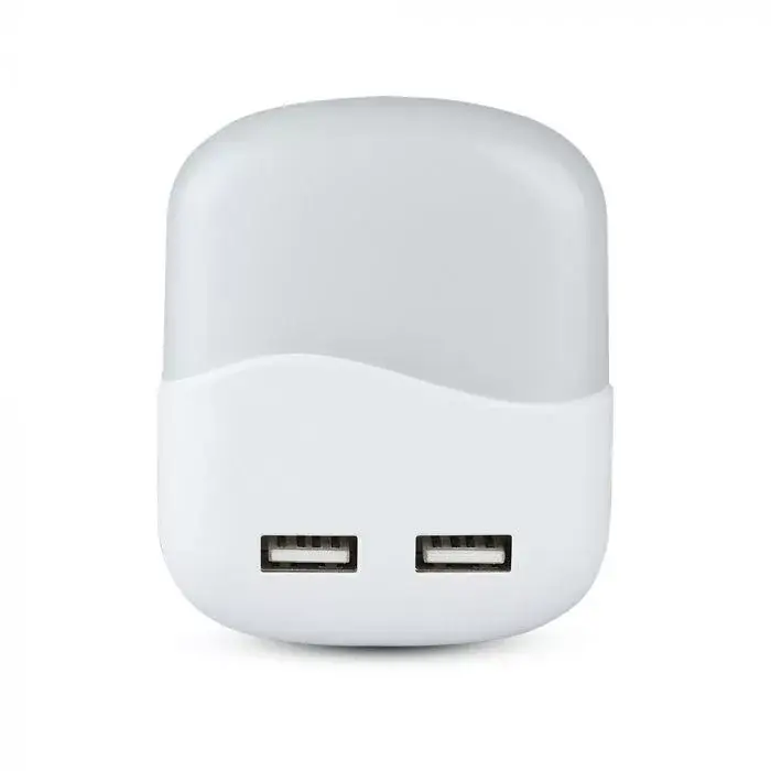 Alacsony ár V-TAC LED éjszakai fény alkonykapcsolóval, USB aljzattal 0.4W 120° 3000K négyzet (Samsung Chip) - 507