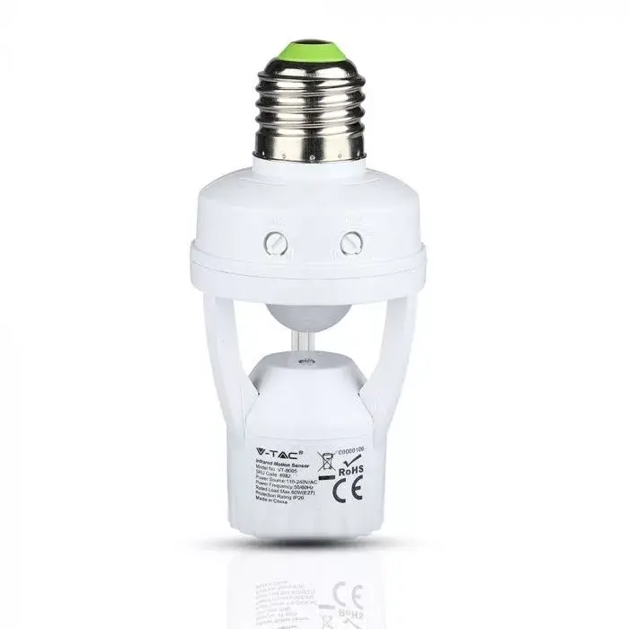 Biztonságos fizetés V-TAC infravörös mozgásérzékelő E27 foglalattal 180° - 4982
