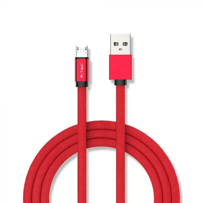 V-TAC 1M Micro USB kábel piros - rubin széria - 8497 Korlátozott ajánlat