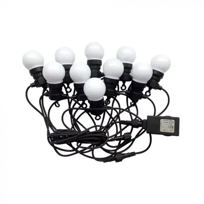 Különleges ajánlat V-TAC 10 x 0.5W LED Fényfüzér 5m 10 izzó EU 6000K - 7437