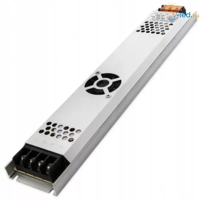 Akció ML LED Fémházas szerelhető SLIM tápegység ventilátorral 300W 25A 12V IP20 - ML5703