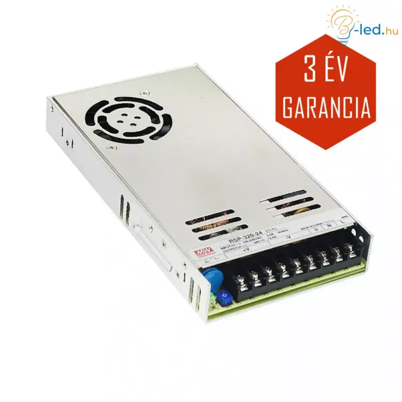 Expressz szállítás Mean Well LED Fémházas szerelhető tápegység ventilátorral 320W 13.4A 24V IP20 - RSP-320-24