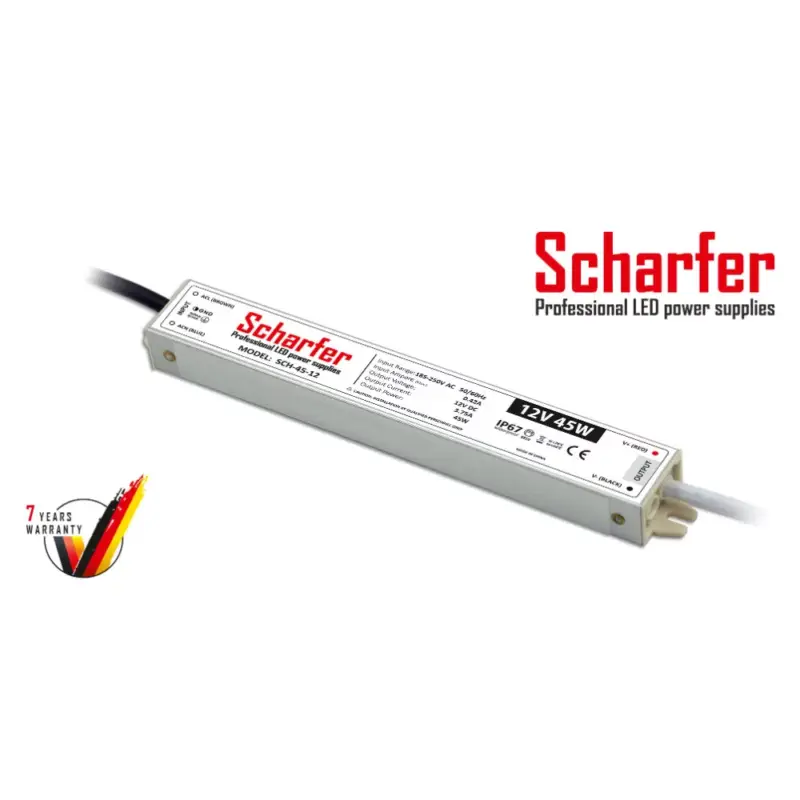 Kedvezményes ár Scharfer LED Fémházas szerelhető vízálló tápegység 45W 3.75A 12V IP67 - SCH-45-12