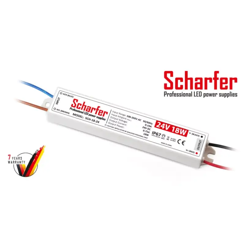 Legkelendőbb Scharfer LED Műanyagházas szerelhető vízálló tápegység 18W 0.75A 24V IP67 - SCH-18-24