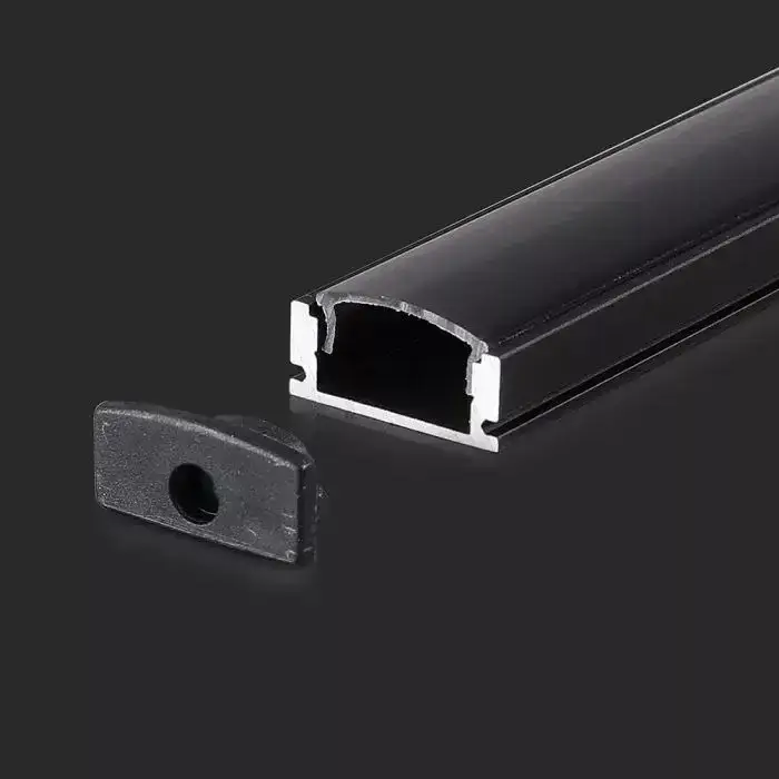 V-TAC Alumínium profil (Fekete) - Falon kívüli - Fekete fedlappal - 2000 x 17.4 x 7 mm - 2873 Akciós ár