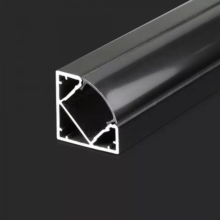 Biztonságos vásárlás V-TAC Alumínium profil (Fekete) - Sarok - Fekete fedlappal - 2000 x 19 x 19 mm - 2877