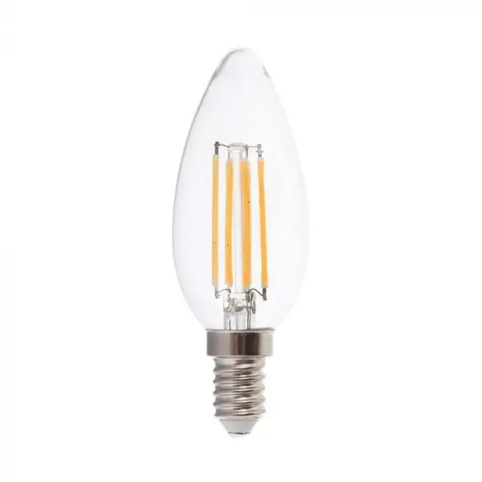 V-TAC Átlátszó LED izzó filament COGE14 C35 6W 6400K gyertya - 217425 Különleges ajánlat