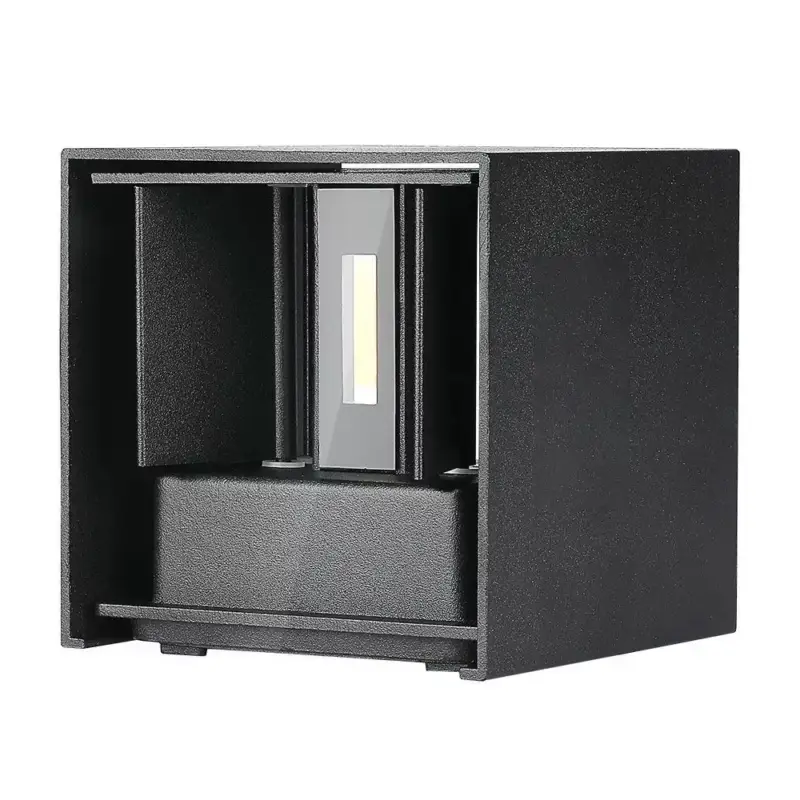 V-TAC 12W LED Fali lámpa Bridgelux Chip fekete színű négyzet alakú 3000K - IP65 - 218529 Kiárusítás