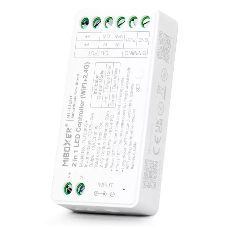 Biztonságos fizetés Mi Light - Miboxer RF + Wifi vezérlő 2 az 1 -ben Egyszínű LED szalagokhoz - FUT035W+