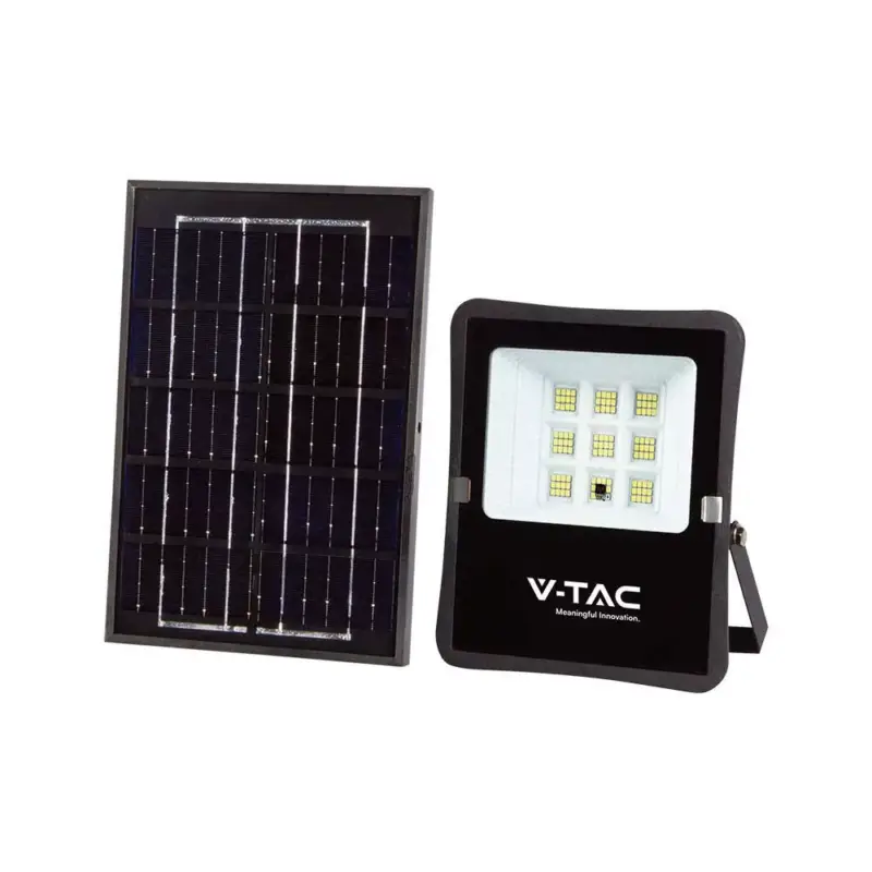 V-TAC 12W LED napelemes (SOLAR) reflektor távirányítóval 120° 6400K fekete házas- 6966 Akciós ár