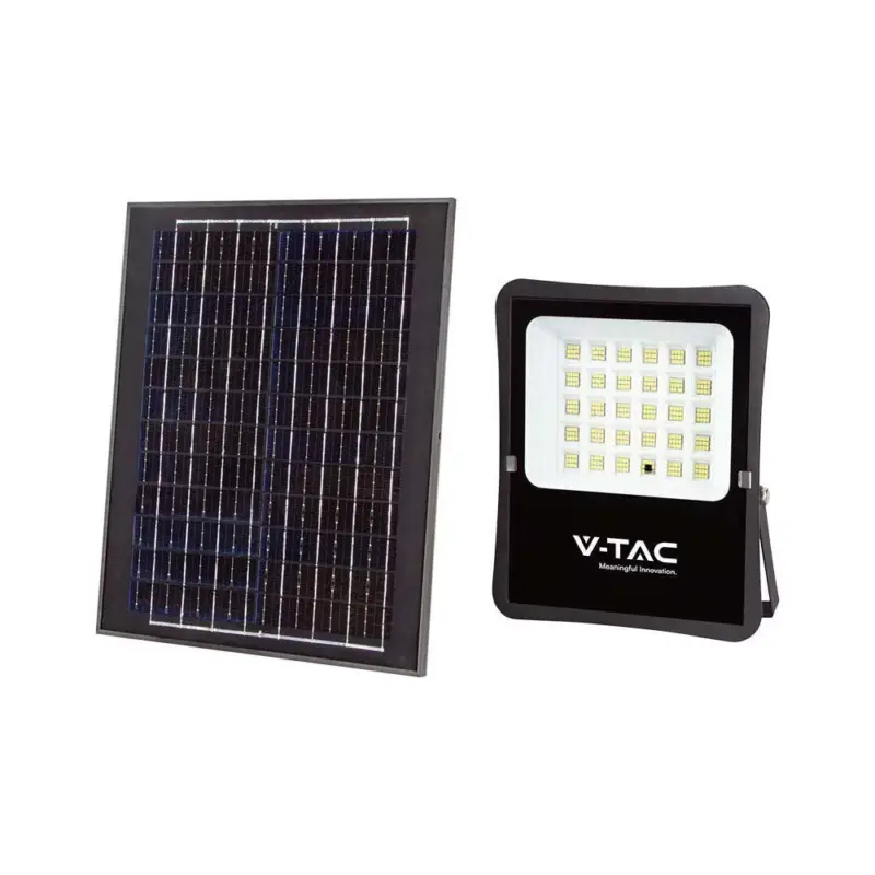 V-TAC 20W LED napelemes (SOLAR) reflektor távirányítóval 120° 6400K fekete házas- 6970 Kedvezményes ár