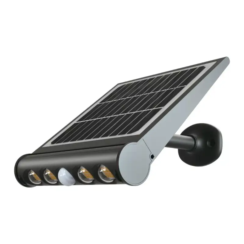 V-TAC 8W LED napelemes (SOLAR) mozgásérzékelős fali lámpa 120° 6400K fekete házas- 6850 Prémium