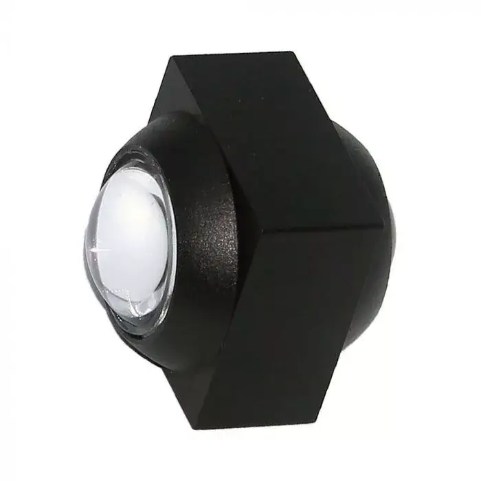 Prémium V-TAC LED 2W Fali lámpatest, Fekete - 3000K - IP54 - 23028