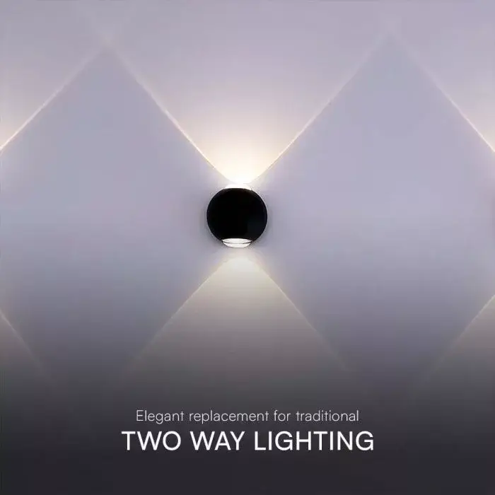V-TAC LED 2W Fali lámpatest, Fekete - 3000K - IP54 - 10584 Szuper ajánlat