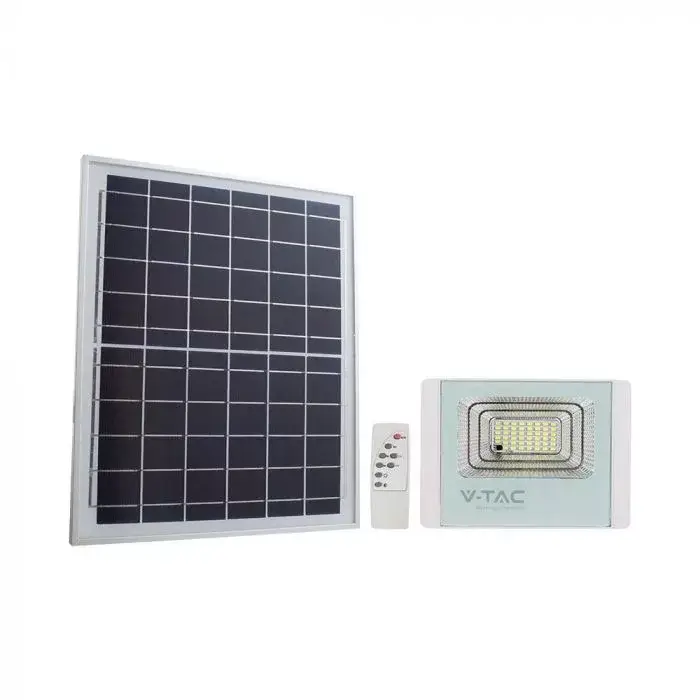V-TAC 50W LED napelemes (SOLAR) reflektor távirányítóval 120° 6400K Fehér házas- 10416 Ne maradj le