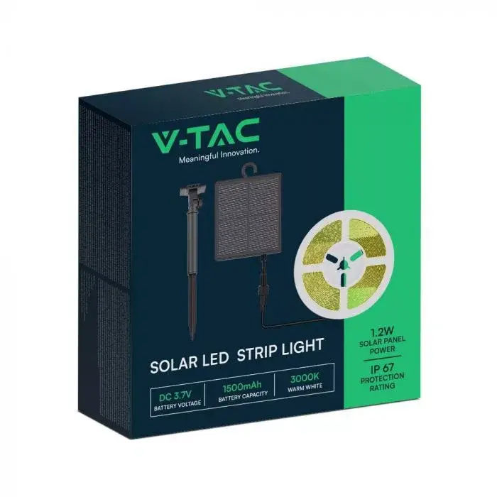 Ajánlat V-TAC Szolár napelemes LED szalag szett 1.2W IP67 3000K - 23044