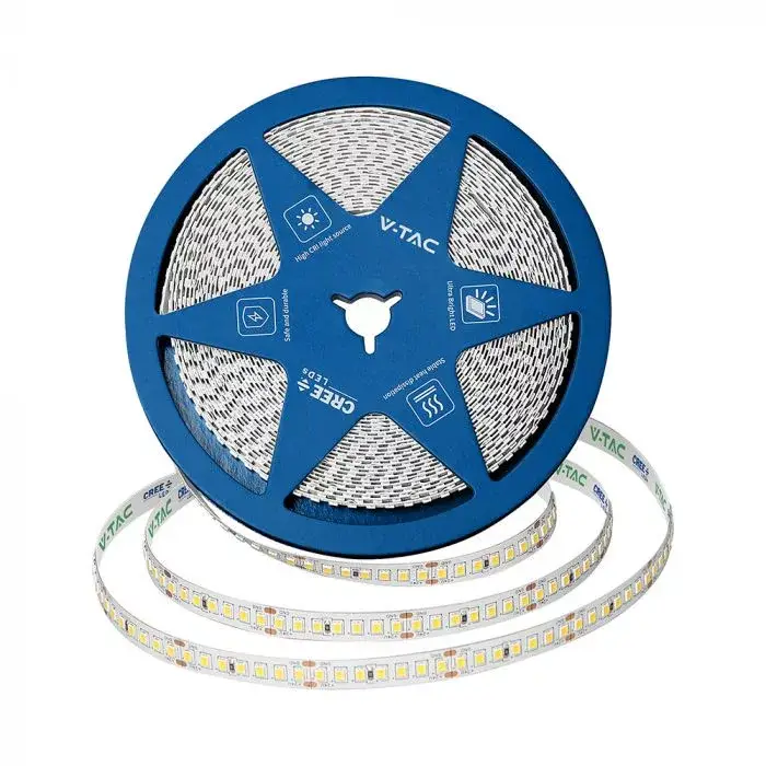 Biztonságos vásárlás V-TAC LED szalag 8mm széles SMD2835 168LED/M 12W/M 24V IP20 4000K (CREE Chip) - 2125976