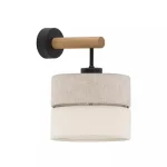 TK Lighting ECO fali lámpa fém, fa, szövet, fekete, bézs, E27 - TK-5776 Csak ma