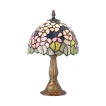 Prezent TIFFANY asztali lámpa fém, Tiffany üveg, barna, többszínű, E14 - 202 Különleges ajánlat