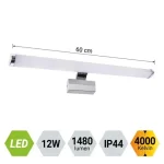 Prezent SOLANA fürdőszobai fali lámpa fém, műanyag, króm, fehér, LED, 4000K, 12W, 1480lm, IP44 - 70225 Ajánlat