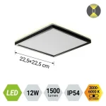 Prezent CORDIA fürdőszobai mennyezet lámpa műanyag, fehér, fekete, LED, 12W, 3000K-6000k, 1500Lm, IP54 - 27311 Gyors szállítás